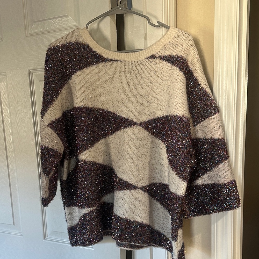 Moth Cream and Brown Patterned Sweater